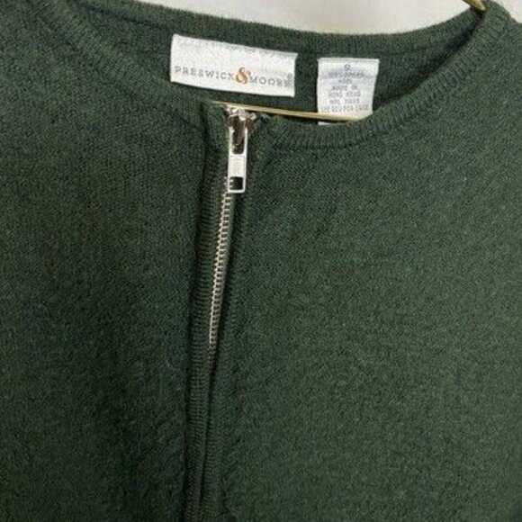 Preswick & Moore 100% Women's Wool Vintage Full Zip Cardigan Sweater Green Small - Picture 6 of 10